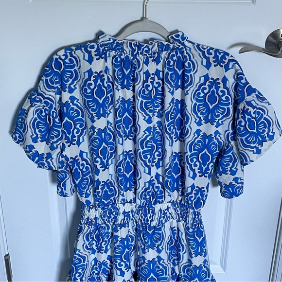Avara Santorini Shores Ashleigh Blue Ruffled Mini Dress Size Medium 47671 - Picture 10 of 15